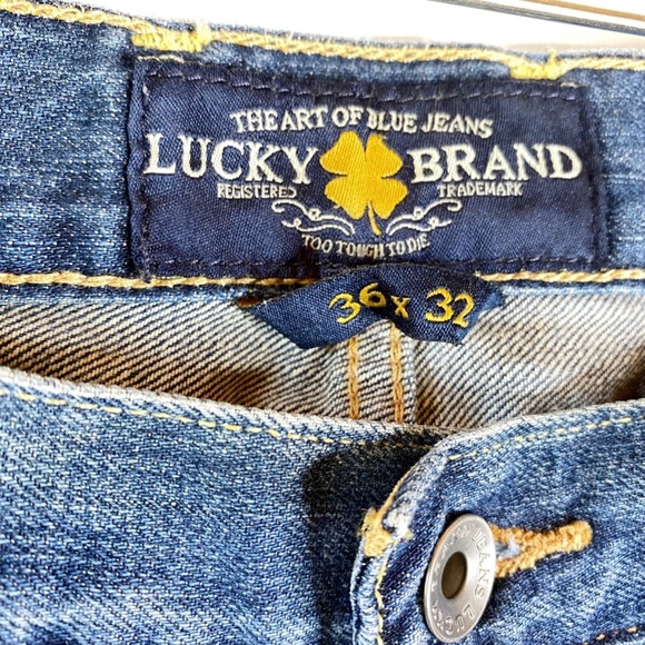 Lucky Brand Mens 181 Jean 36x32 Med Wash Relaxed Straight Distressed 100% Cotton - Picture 8 of 15